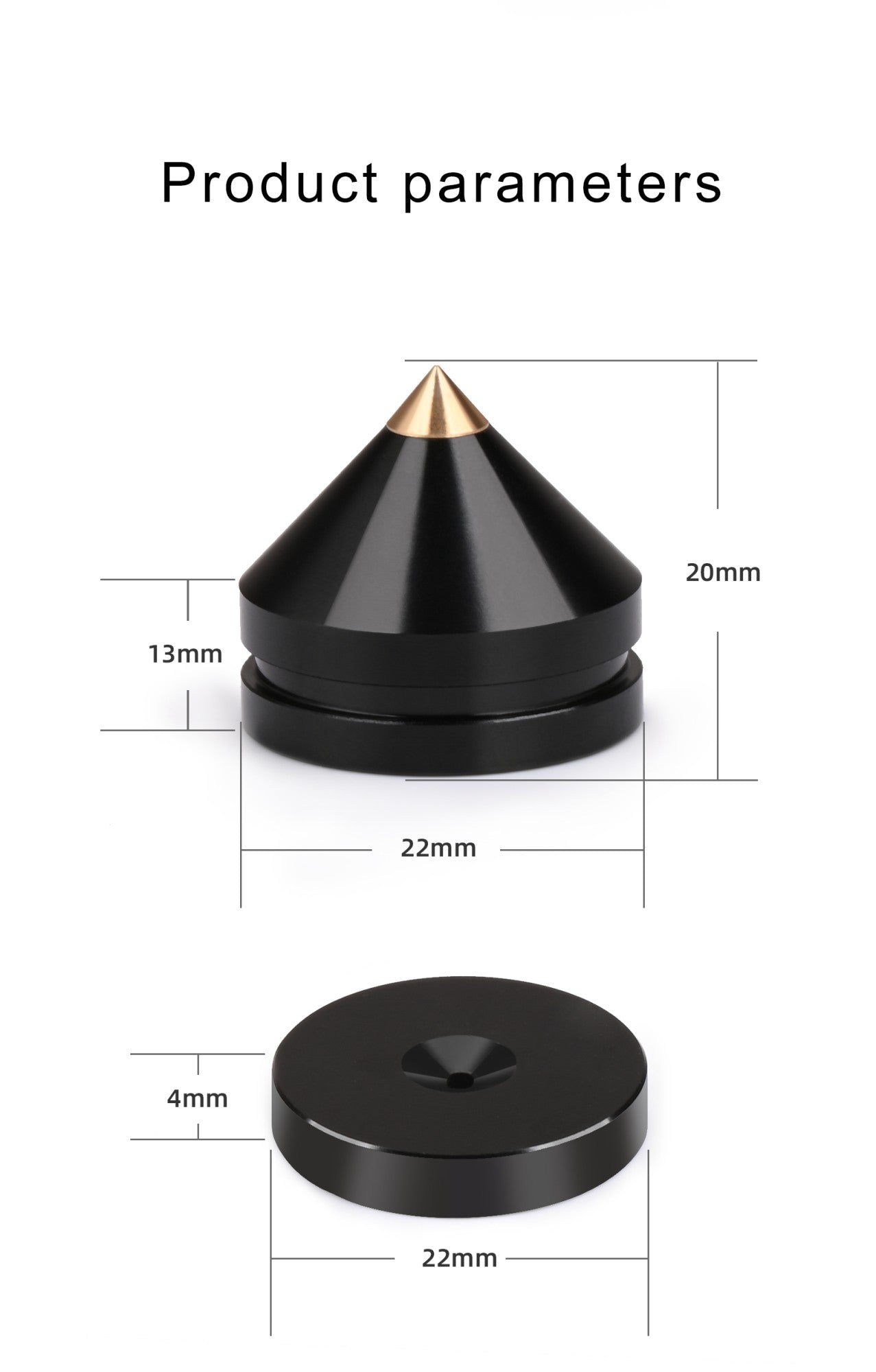 ERUMPENT 4PCS HiFi Speaker Stand Feet Foot Pad High Quality Shock-absorbing Pins Aluminium Alloy Metal Foot Pads for Sound Box