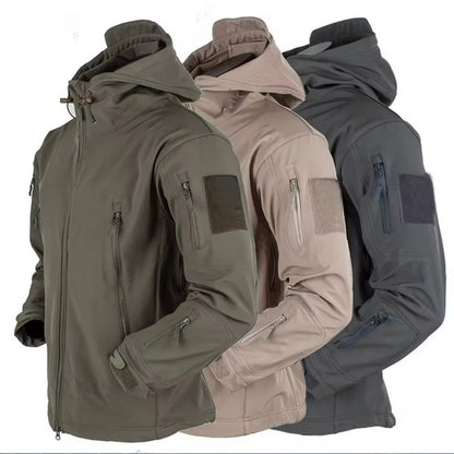 Jaquetas Militares Masculinas Soft Shell Shark Skin Táticas Corta-vento Impermeáveis Jaquetas Masculinas de Combate Casacos Bomber Masculinos com Capuz