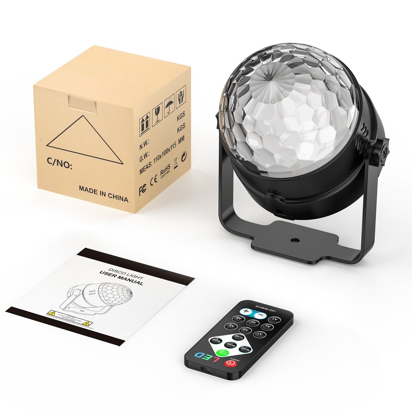 U'King 4PCS RGB LED Stage Disco Light Rotating DJ Ball Strobe Remote Control LED Magic Ball Light Christmas Party Club Show Lamp