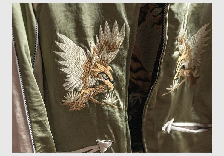Non Stock Suka Reversible Souvenir Jacket Embroidered Sukajan Baseball Outerwear