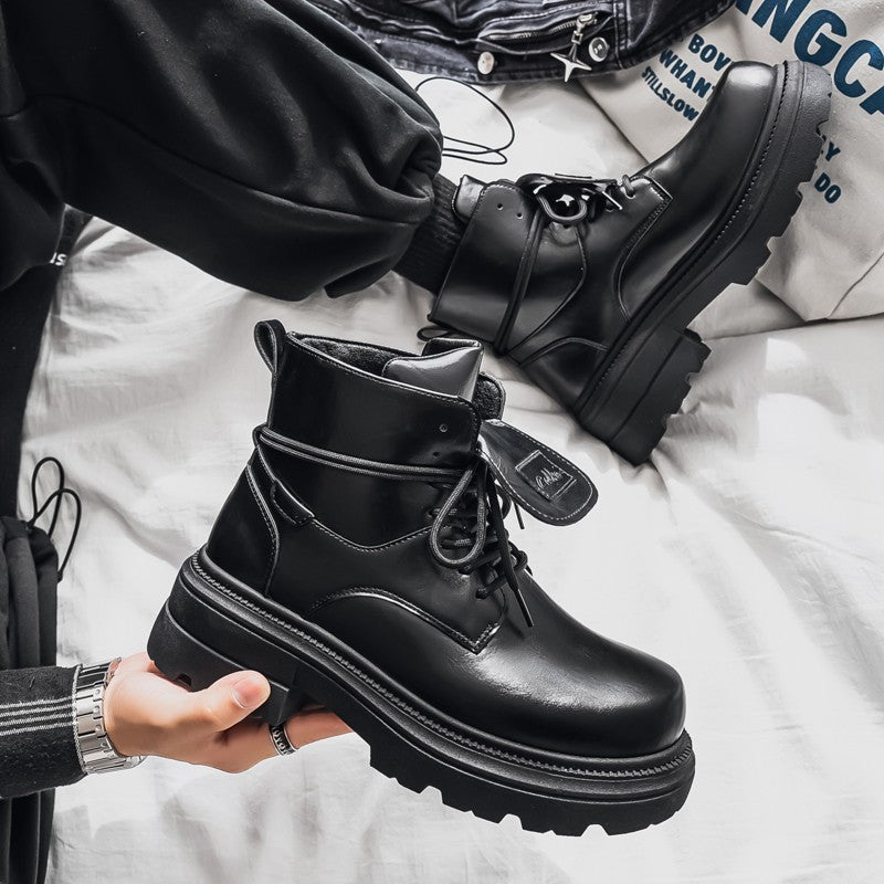 2025 Men's Autumn and Winter Derby Shoes: Thick-soled height-increasing large-head thick-soled high-top shoes.