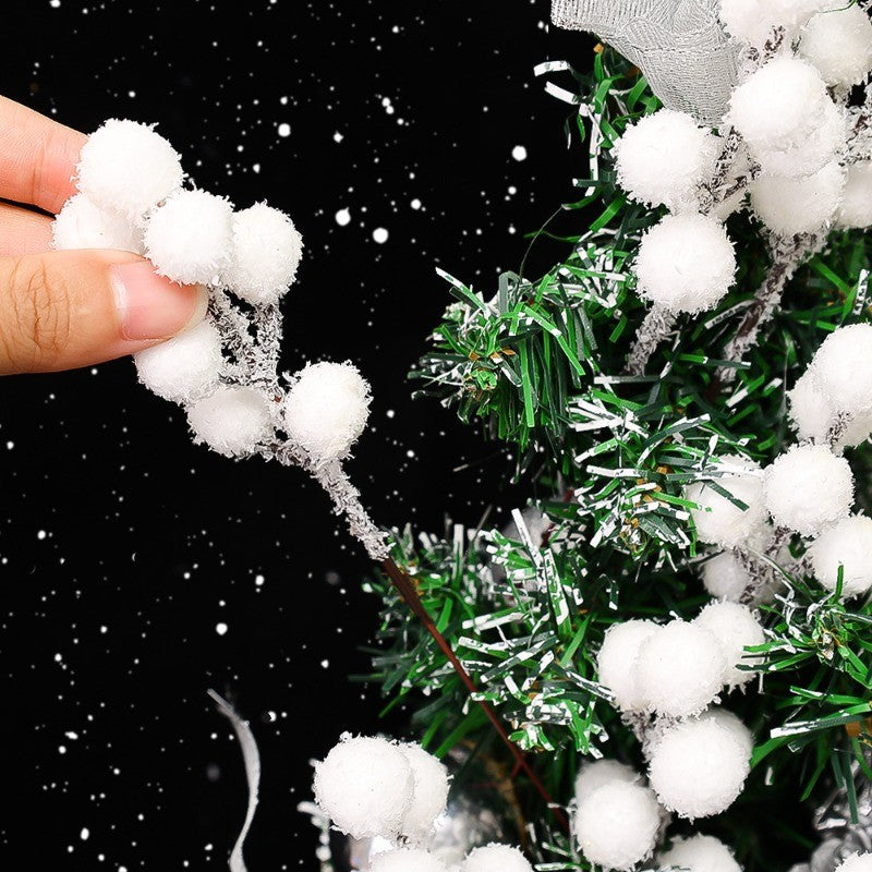5/200pcs Artificial White Berry Stem Frosted Christmas Berries Branch Snow Tipped Stems Twigs Wreath Xmas Tree Fillers Ornament