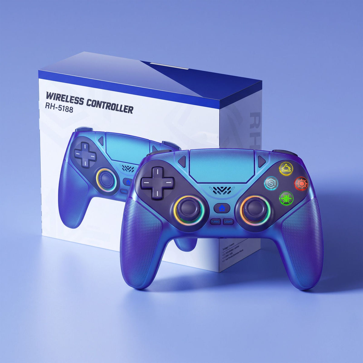 Gamepad For Playstation 5 PS5 Pro/Slim/PC,RGB Wireless Controller  6-Axis Gyro Dual Shock Turbo&Marco Programable Game Controle