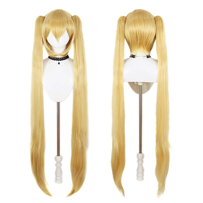 High-Quality Miku Anime Cosplay Synthetic Hair 46-Inch Detachable Double Ponytail Halloween Carnival Daily Party Wig Nature