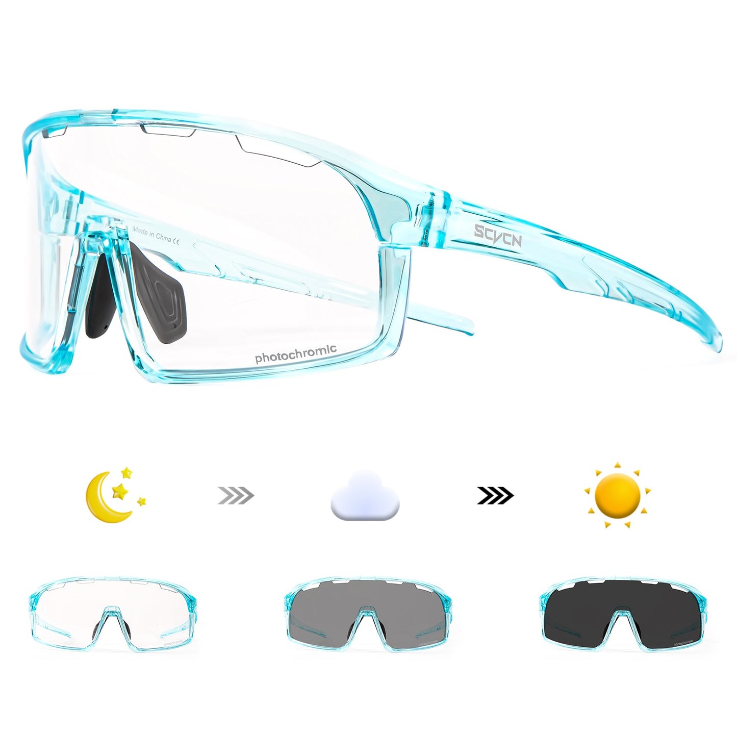 SCVCN Outdoor Photochromic Sunglasses Bicycle Cycling Glasses Women Sports UV400 Mtb Driving Bike Glasses Men Tactical Goggles