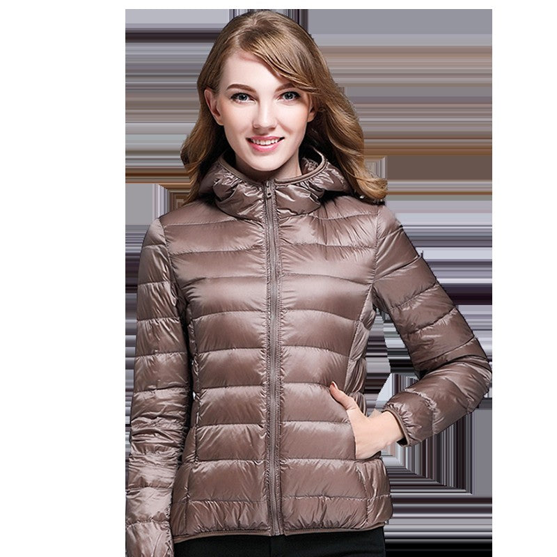 White Duck Down Winter Hoody Jackets Ultra-light Women Down Coats Puffer Long Sleeve Warm Slim Portable Thin Female Outwears 7XL