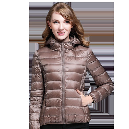 White Duck Down Winter Hoody Jackets Ultra-light Women Down Coats Puffer Long Sleeve Warm Slim Portable Thin Female Outwears 7XL