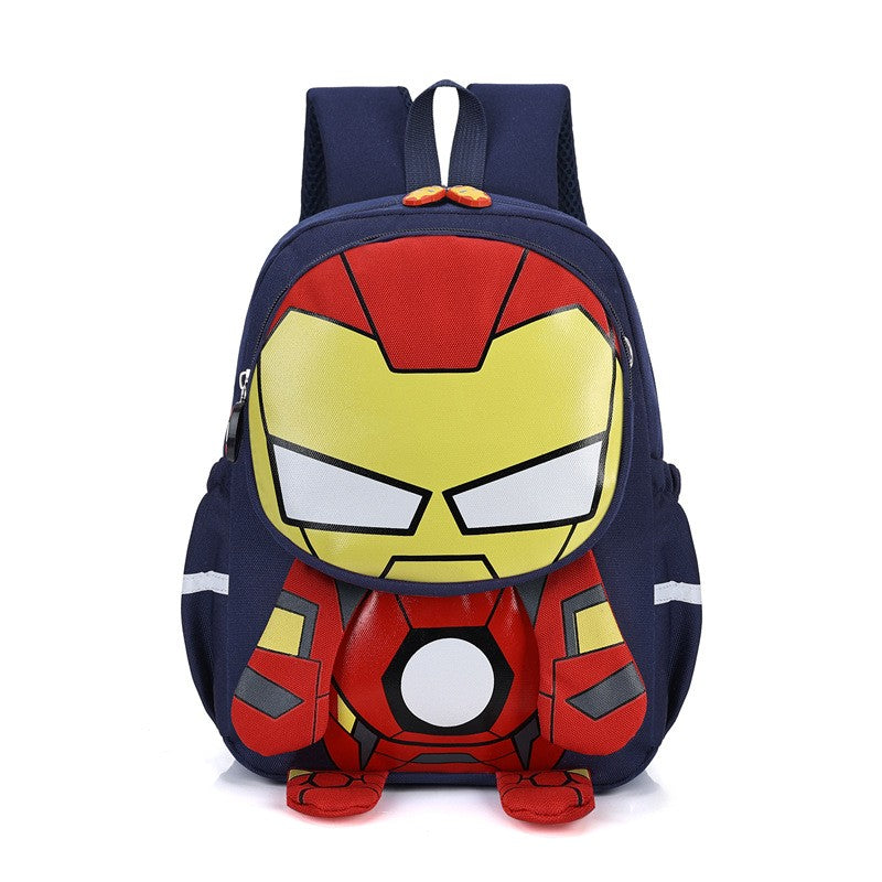 Mochila Infantil Escolar de Capitão América Homem Aranha Homem de Ferro Fofa Desenho Animado para Meninos Leve para Jardim de Infância