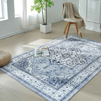VIKAMA British Retro Carpet-Soft,Skin-Friendly,Anti-Slip,Non-Detachable,Dirt-Resistant,Machine-Washable Living And Bedroom Decor