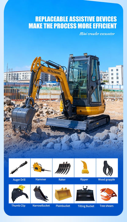 Ar Condicionado Cabine Escavadeira Mini de Esteira 2,5 Toneladas Trator Agrícola a Diesel Mini Escavadeira Hidráulica Máquinas de Construção