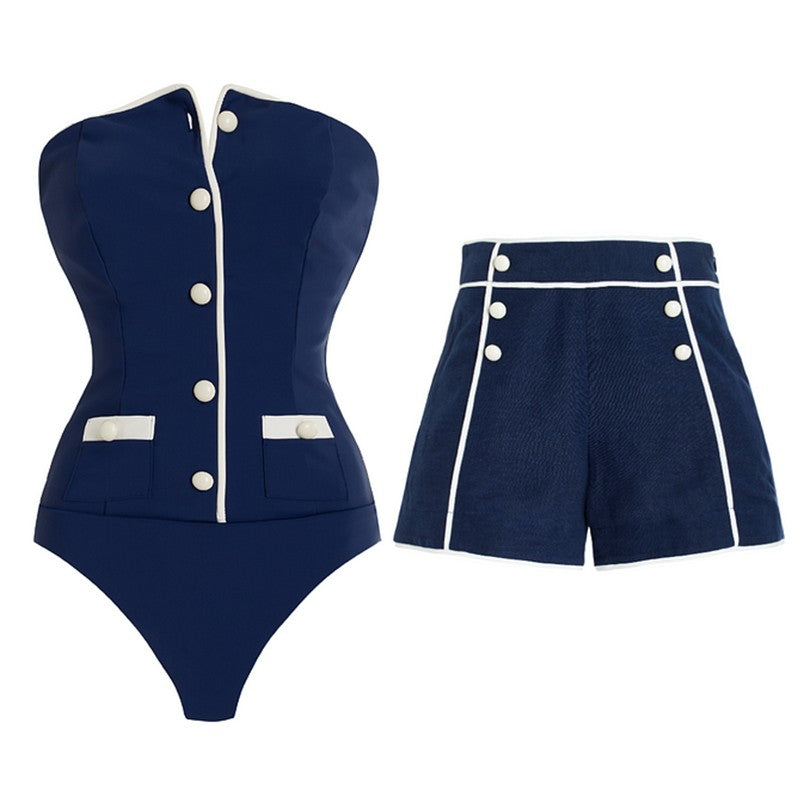 Women's Sexy High Waist Swimsuit and Shorts Summer Bikini Set Bathing Suit Women Beach Swimming Suit For Female Biquini