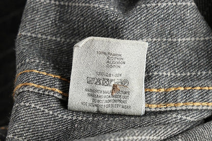 Heavy British retro black gray striped denim shirt for men new autumn end single cargo pocket shirt coat