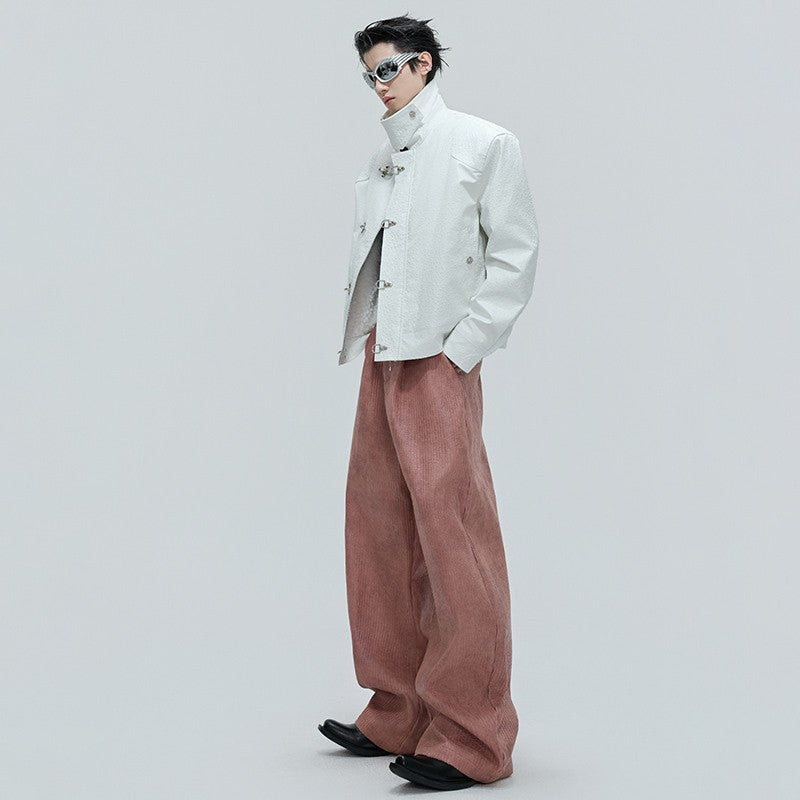 LUZHEN Fashion Original Metal Color Wide Leg Casual Pants Men 2025 New Luxury Solid Color High Quality Handsome Trousers JY4784
