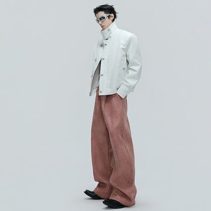 LUZHEN Fashion Original Metal Color Wide Leg Casual Pants Men 2025 New Luxury Solid Color High Quality Handsome Trousers JY4784