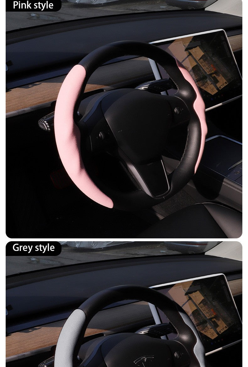 For Tesla Model Y Juniper 2025+ Steering Wheel Cover All Season Universal Deer Suede Sports Steering Wheel Cover