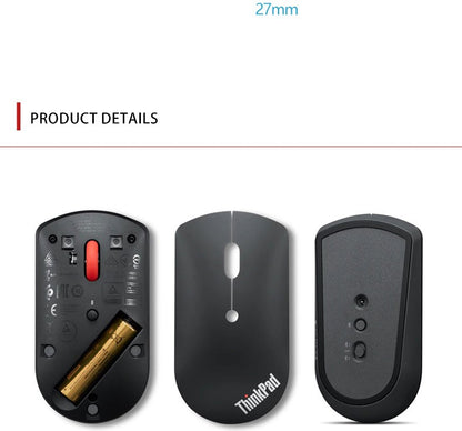 Mouse Sem Fio Lenovo ThinkPad Wireless Mouse 4Y50X88822 Mouse Dual Bluetooth Mouse de Escritório Mouse Laser Preto Mouse Ergonômico Mouse para Notebook