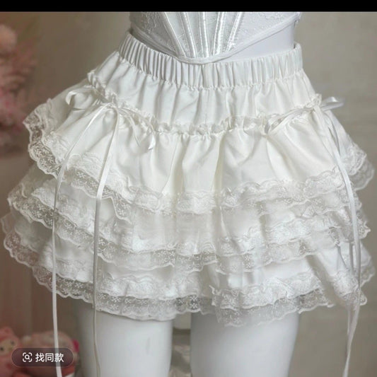 Sweet White High Waist Fluffy Ballet Mini Skirt for Small Figures Trendy Short Puffy Skirt Women's Fashion Half-length Skirts