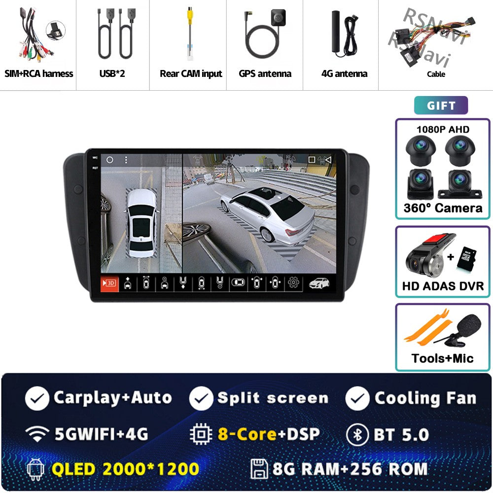 Android 15 For SEAT Ibiza 6J IV 4 2008 - 2015 2K QLED Stereo Car Radio Multimedia Video Player GPS AI Voice CarPlay Head Unit