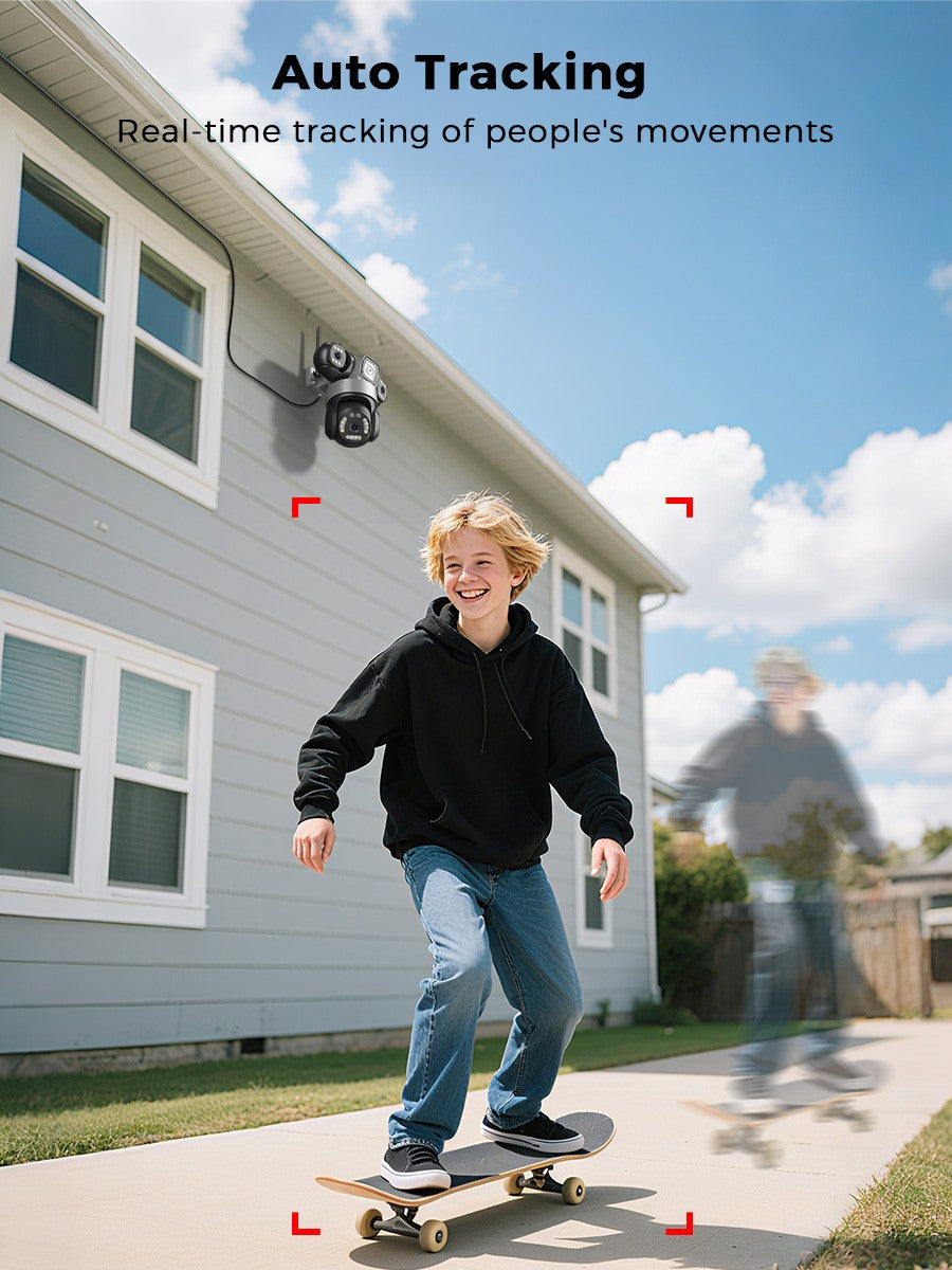 BESDER 12MP WiFi IP Camera PTZ Three Screens Outdoor CCTV Security Surveillance Camera Night Vision Monitor 3D Space iCSee App