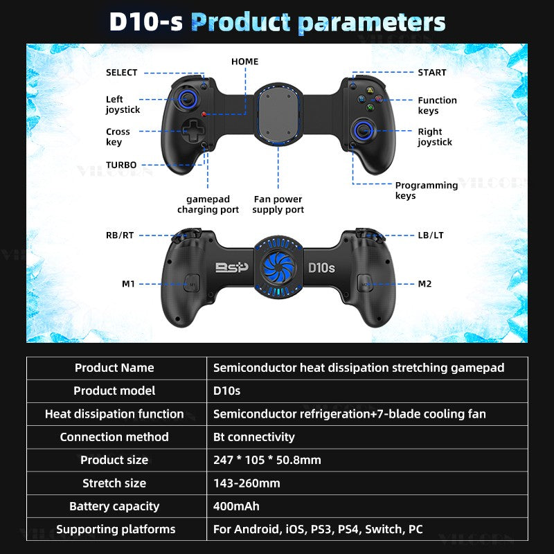 D10/D10S Mobile Game Controller Tablet Wireless Gamepad For Android/IOS/Switch/PS3/PS4 Stretching Joystick with M1M2