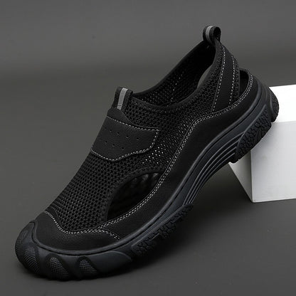 Outdoor Trendy Sandals Summer Mesh Hollow Casual Outerwear Shoes Men's Breathable Sports Shoes Beach Sandals New
