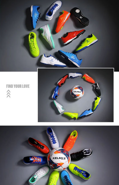 Kelme Tf Broken Nail Football Shoes Adult Youth Non-slip Football Shoes Artificial Grass Five-a-side Game Football Shoes Sports