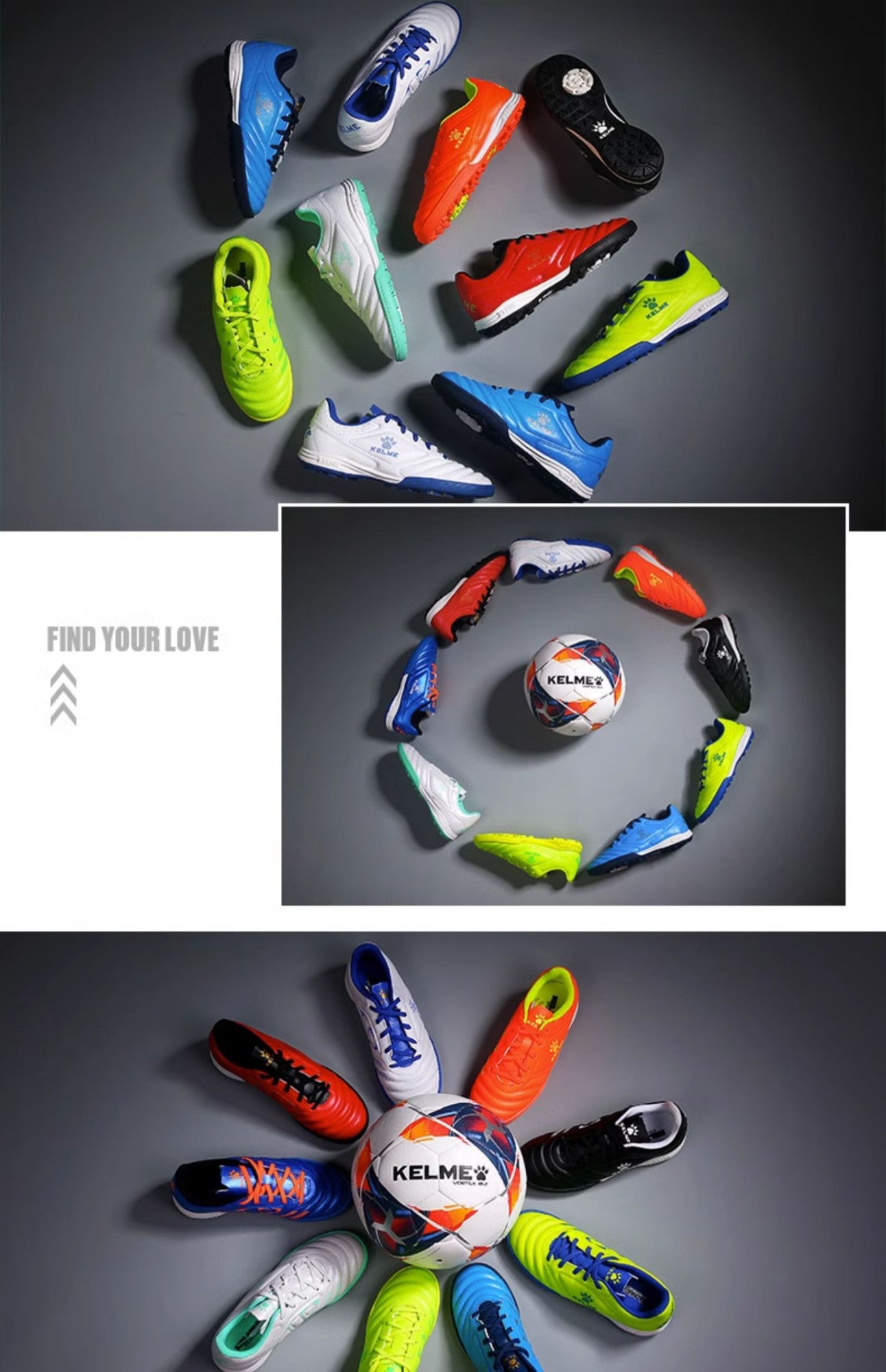 Kelme Tf Broken Nail Football Shoes Adult Youth Non-slip Football Shoes Artificial Grass Five-a-side Game Football Shoes Sports