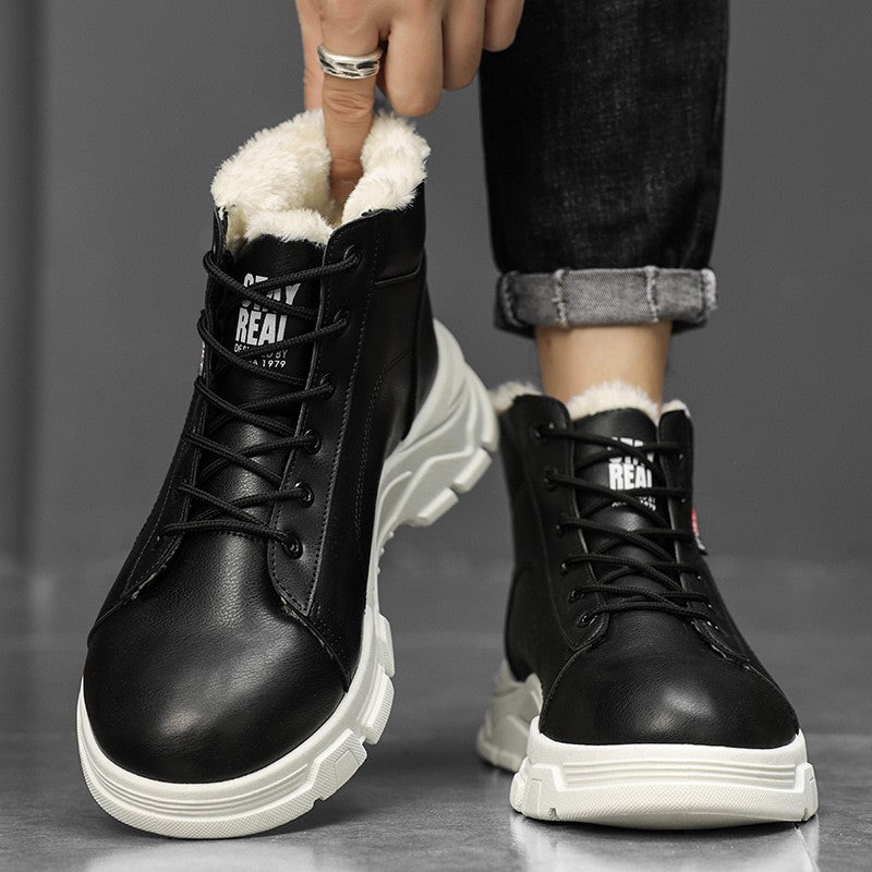 Botas masculinas de cano alto em jeans, sapatos esportivos casuais, botas masculinas modernas e estilosas