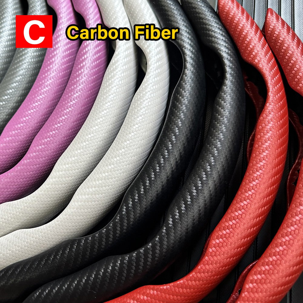 1 par de capas para volante de carro, impulsionador de microfibra, acessórios decorativos internos automotivos, fibra de carbono universal
