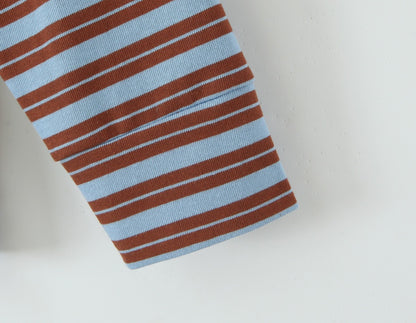 Autumn New Striped Loose Polo Collar Women Tops Fashion Vintage Patchwork Long Sleeve T Shirt Streetwear Women Basic Tops