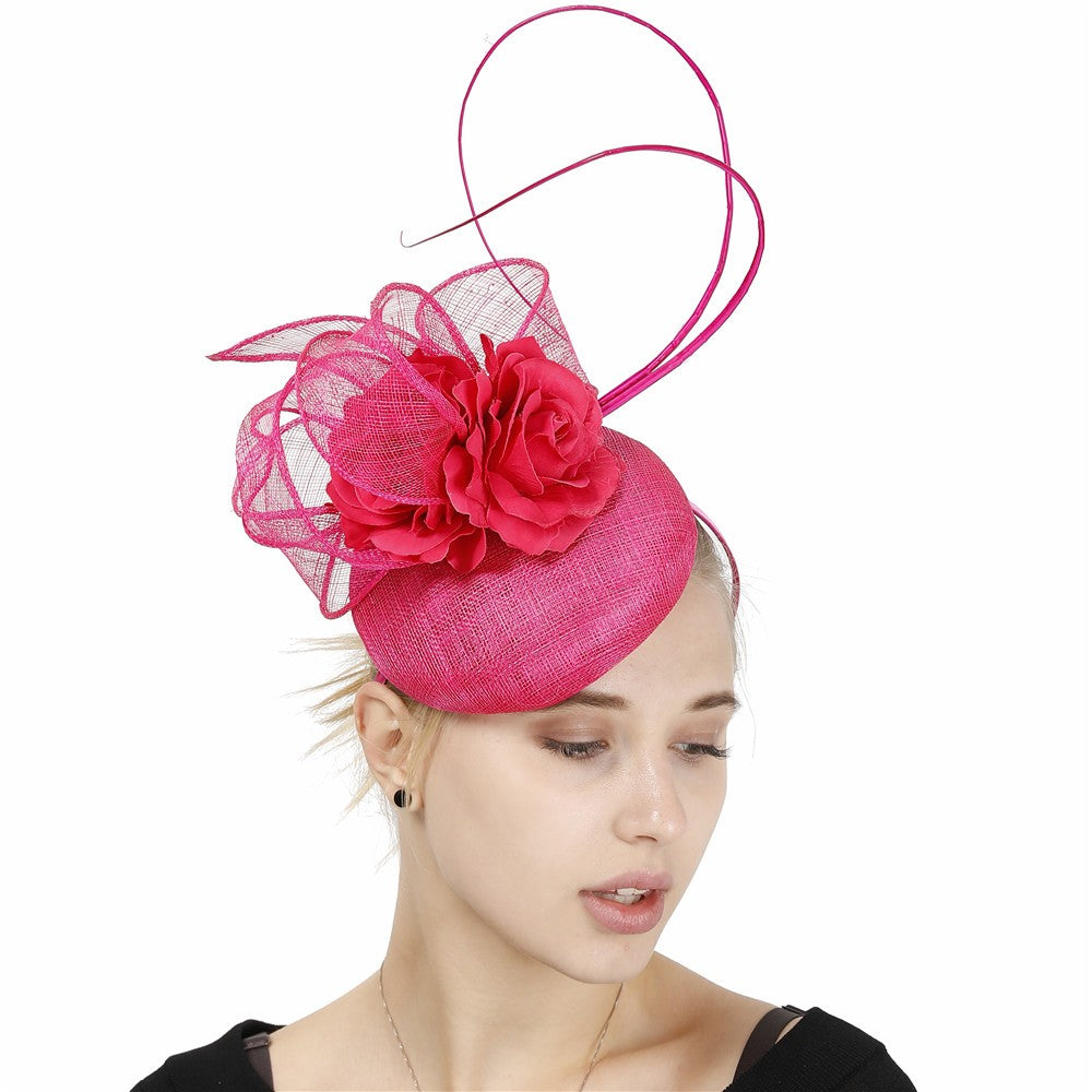 Fascinator de Casamento Sinamay de 4 Camadas de Ótima Qualidade Chapéu para Casamento Elegante Mulheres Moda Acessório de Cabelo Chapeau de Festa e Jantar