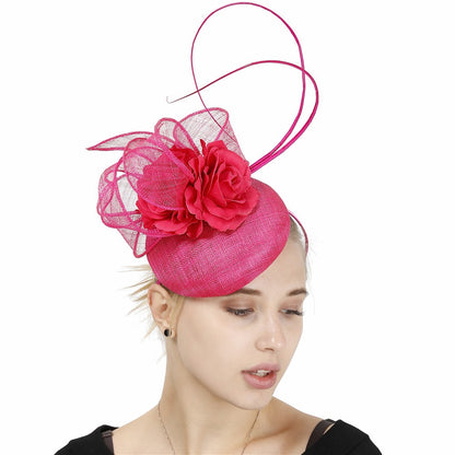 Fascinator de Casamento Sinamay de 4 Camadas de Ótima Qualidade Chapéu para Casamento Elegante Mulheres Moda Acessório de Cabelo Chapeau de Festa e Jantar