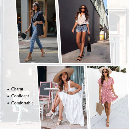 Elegant Women's Braided Heels Sandalias Fashion Strappy Square Sandals Open Toe Backless Mules Slip On Block Heeled Shoes