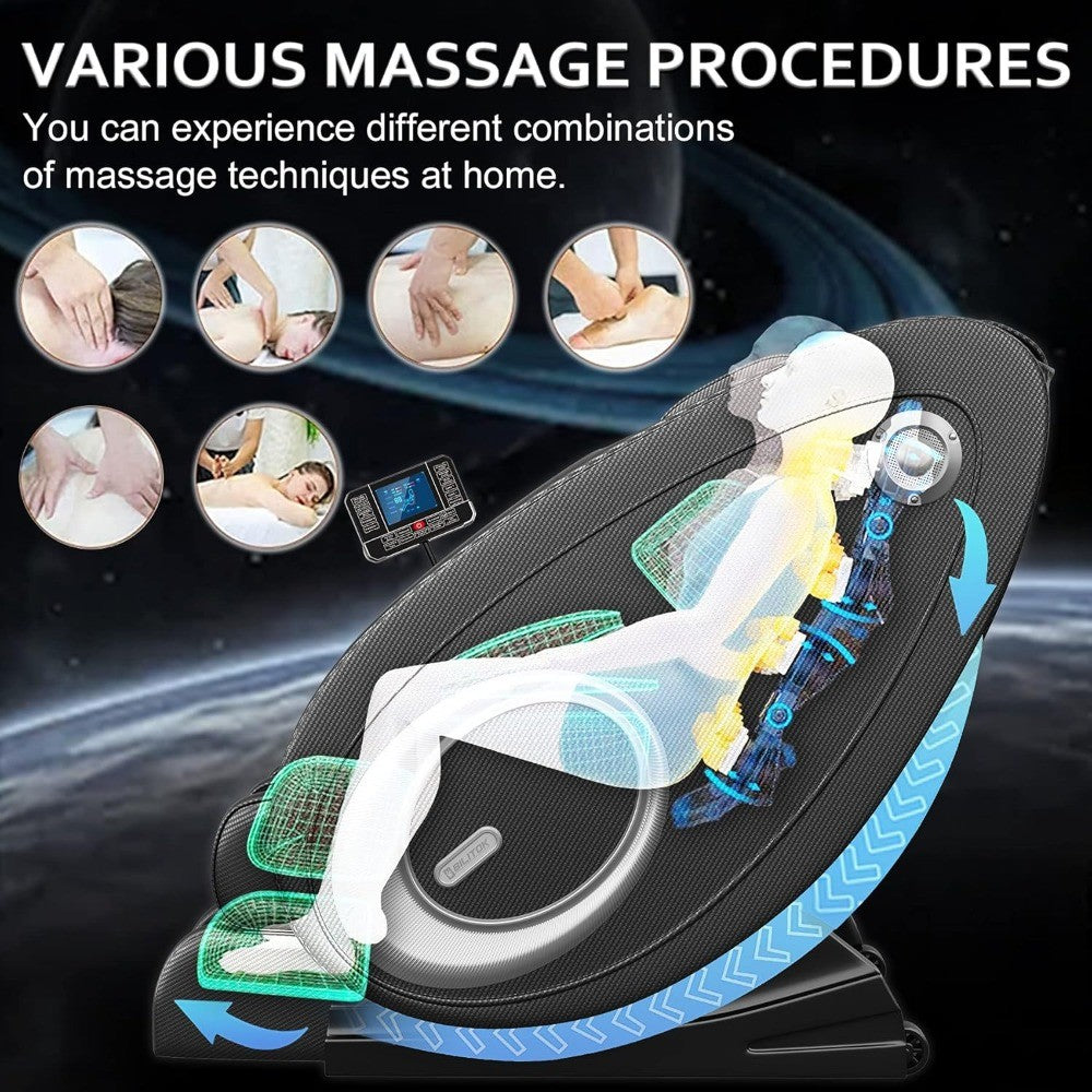 Massage Chair Full Body, Zero Gravity Massage Chair with 8 Fix Rollers, Foot Massage, Heating, Auto Modes, Full Body Airbag, Tou