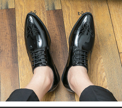 High Quality Green Men Oxfords Shoes Pointed Formal Shoes Man Patent Leather Shoes Lace-Up Business Dress Shoes Men Big size 48