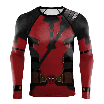 NADANBAO Cosplay Deadpool Wolverine Print Compressed Shirt Men's Long-sleeved Fitness 3Dt T-shirt