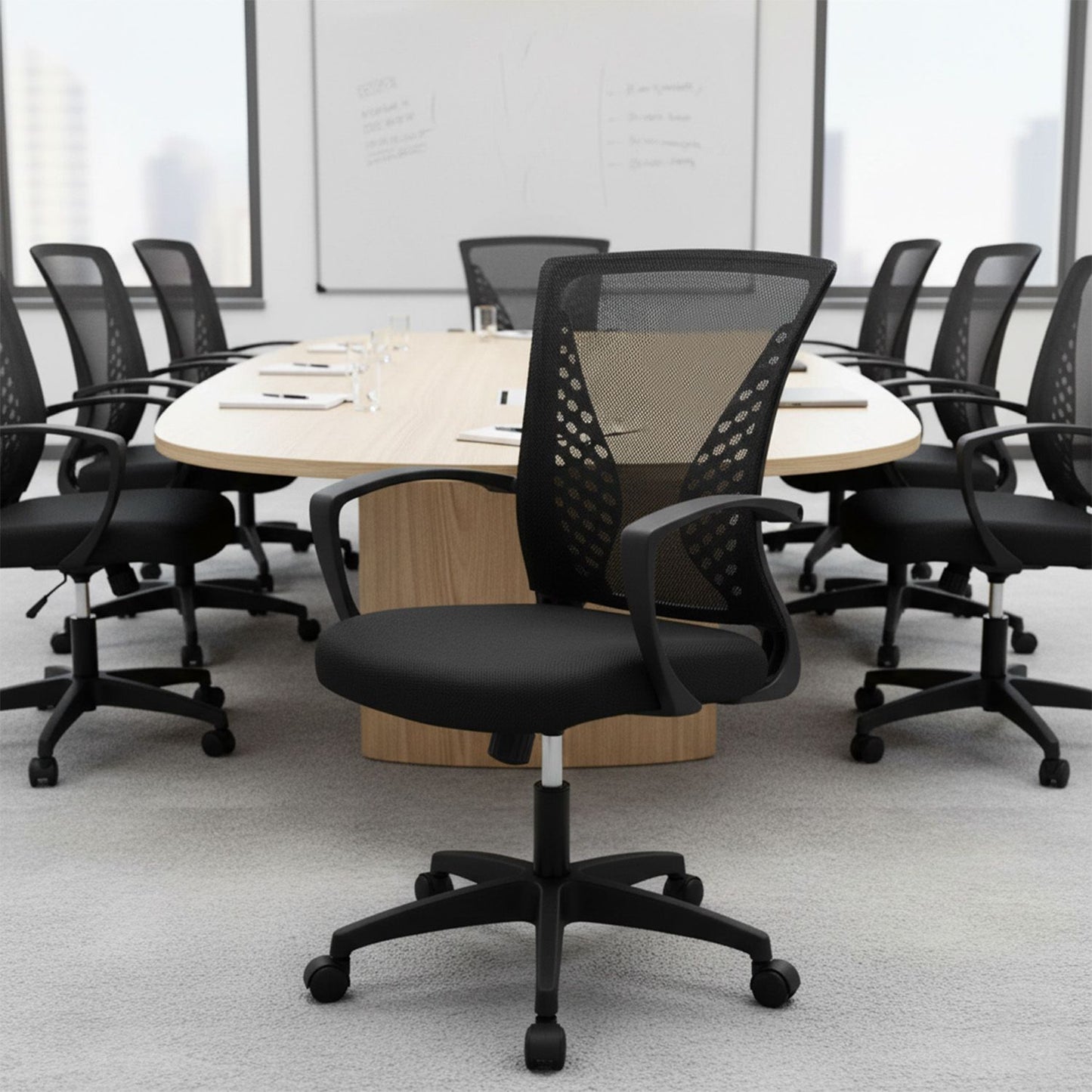 Cadeira de Escritório, Cadeira de Malha Ergonômica para Computador, Cadeira Giratória Média com Suporte Lombar e Braços