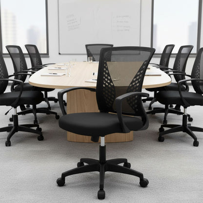 Cadeira de Escritório, Cadeira de Malha Ergonômica para Computador, Cadeira Giratória Média com Suporte Lombar e Braços