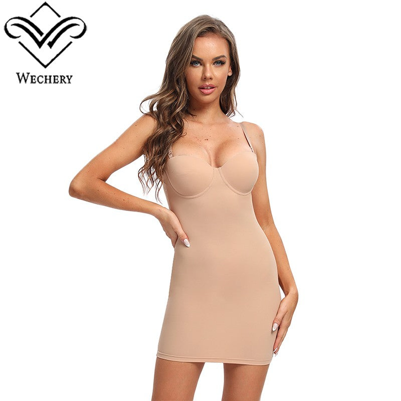 Wechery Woman Clothes Stretch Tube Slimming Body Shapewear Control Slip Thigh Length Underwear White Evening Party Midi Dresses