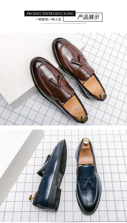 Brogues Shoes Men High Quality Social Leather Shoes British Tassels Formal Leather Men Wedding Business Dress Leather Shoes Male