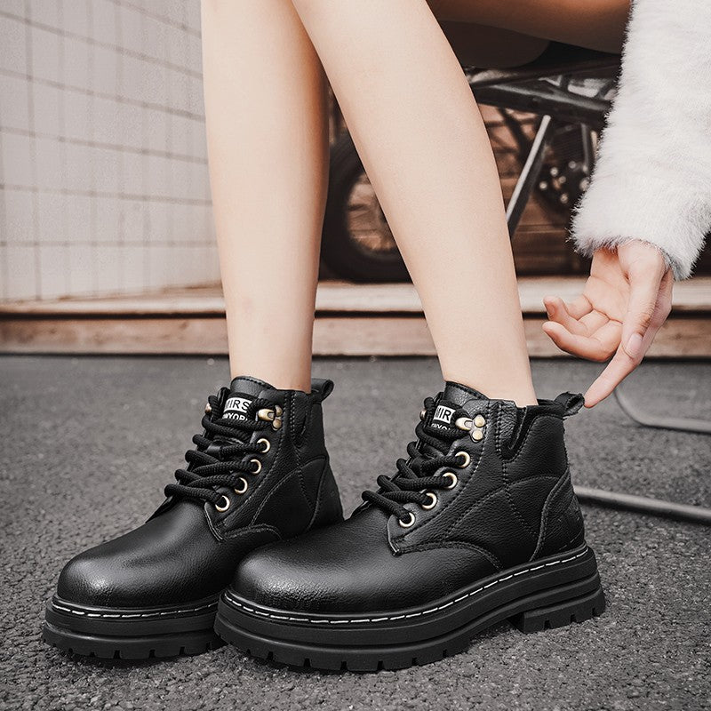 Luxury Brand Men's Lace-Up Shoes Winter Classic Mens High Top Boots Man Korean Version Casual Shoes Male Leather Fashion Boots