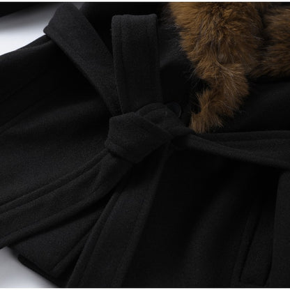 Fashion Fur Patchwork Short Warm Coat Women Lapel Lace Up Long Sleeve Coats Female 2025 Autumn Winter Lady Outwears New