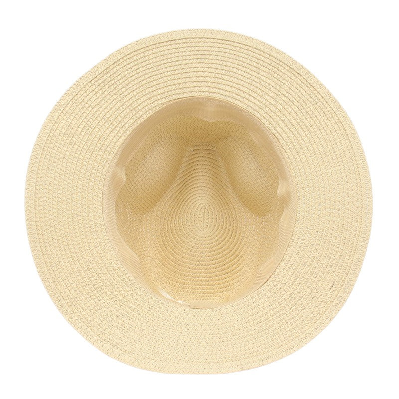 Summer Straw Sun Hat Panama Hats Grass Knitted Gift Hat Breathable Leisure Jazz Hat European American Style Straw Hat Beach Caps