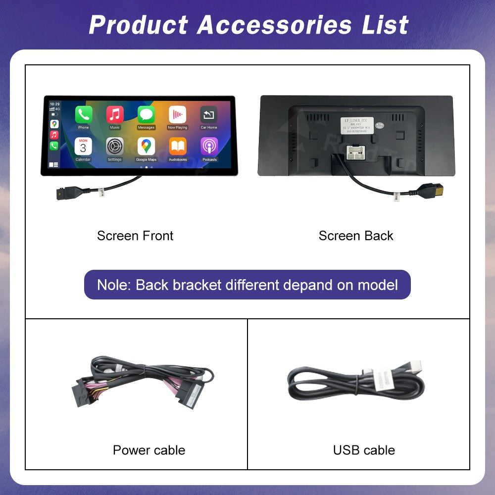 12.3inch Ultra Thin Screen For BMW 1/2/3/4 Series F20 F21 F22 F23 F30 F31 F33 F36 CIC/NBT/EVO Wireless CarPlay Multimedia Radio