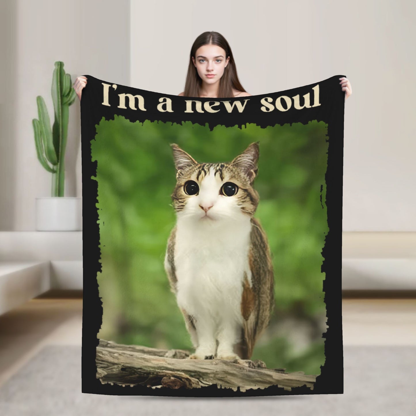 Minha Coberta Engraçada do Meme "Meowl" de Animal Espiritual, Super Quente, Gato, Coruja, Meme, "Brainrot", Manta para Viagem de Inverno, Sofá, Cama, Colcha