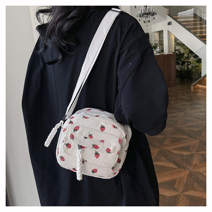 Cute Strawberry Shoulder Bag Casual Zipper Trendy Crossbody Bag Tote Handbag for Women Girls Travel Work Messenger Bag Handbags