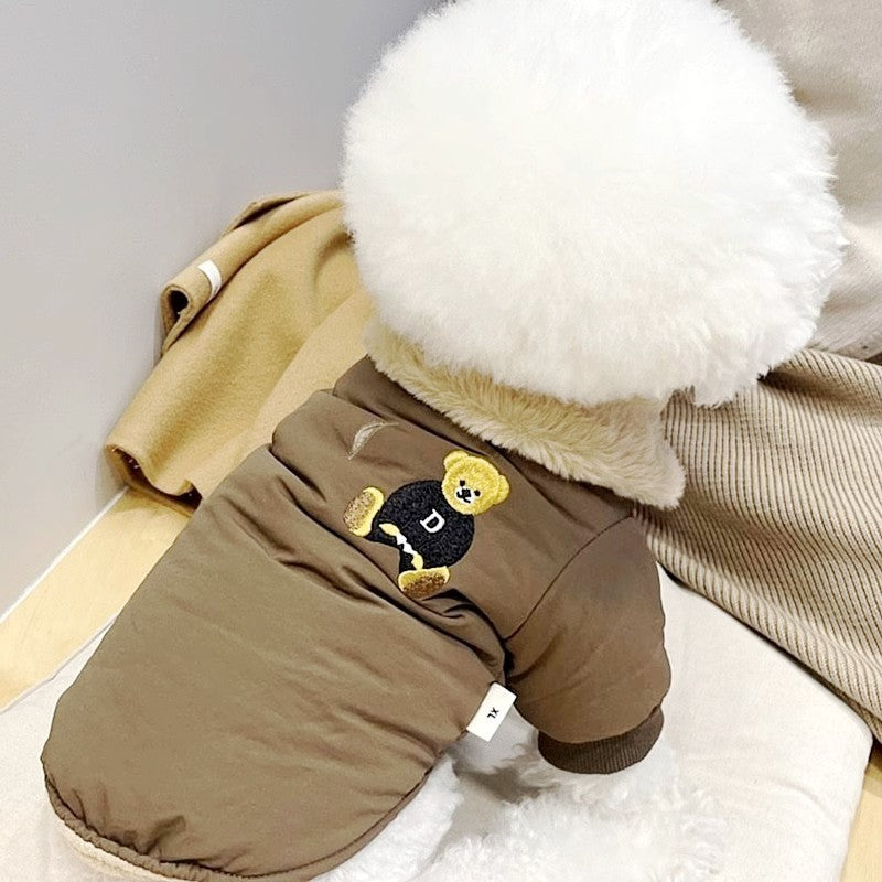 Jaqueta Fashion para Cães Down, Jaqueta de Inverno Quente para Cães, Estampa de Urso, Jaqueta para Cachorros, Casaco Macio e Fofo para Gatos, Roupas para Cães Bulldog Francês