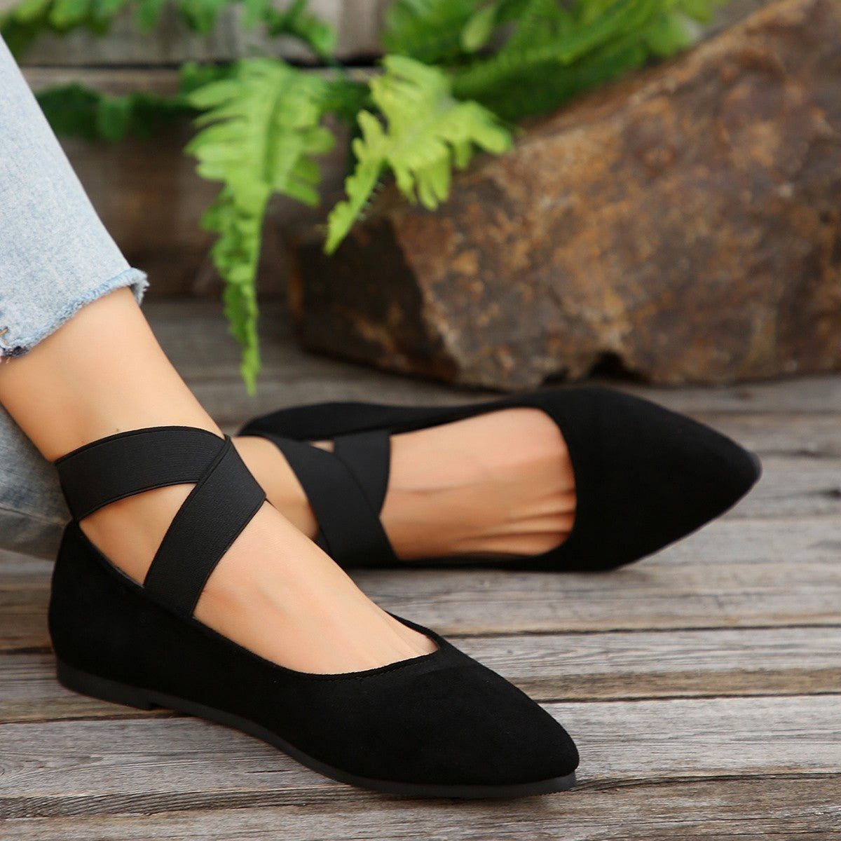 Women's Shoes Ballet Flats Shoes 2025 Spring/autumn Strap Ankle Elastic Sexy Ladies Elegant Comfortable Flats Shoes Size 36-43
