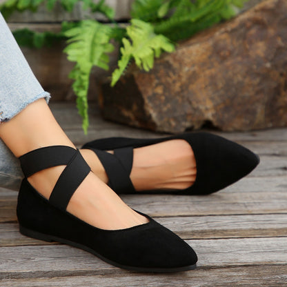 Women's Shoes Ballet Flats Shoes 2025 Spring/autumn Strap Ankle Elastic Sexy Ladies Elegant Comfortable Flats Shoes Size 36-43
