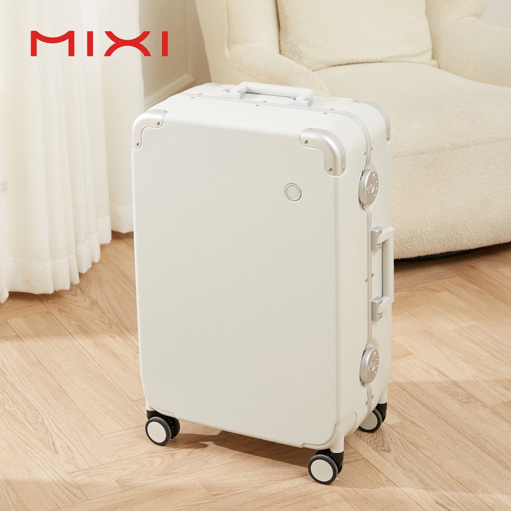 Mixi 2023 NOVA Mala de Bordo 20'' Malas de Viagem com Rodinhas Estrutura de Alumínio PC Rígida com Rodas Giratórias Cadeado TSA 24''